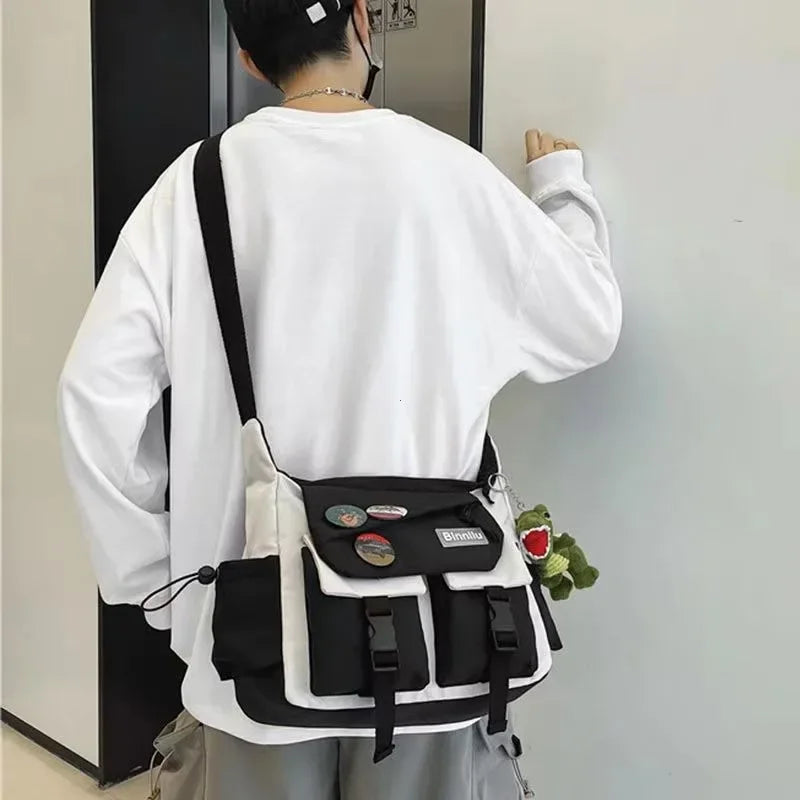 YIYUEQIANLI Harajuku Nylon Crossbody Bag For Men And Women - Durable Everyday Messenger Bag