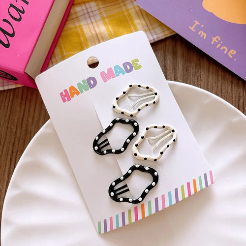 New polka dot hair clip black and white color clip girl versatile bangs clip hair accessory for short hair