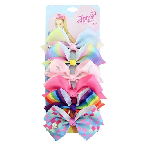 6 Pieces/Set JOJO Siwa Hair Bows Printed Unicorn JOJO Clip Handmade Hair Bow With Clip Hairgrips Hair Accessories