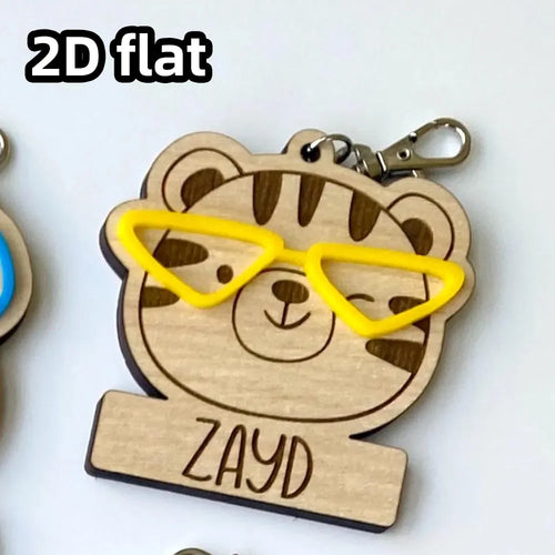 Wooden Animal Bag Tag Single Item, Personalized Name Keychain, Diaper Bag Tag, Lunchbox Tag, School Backpack Gift
