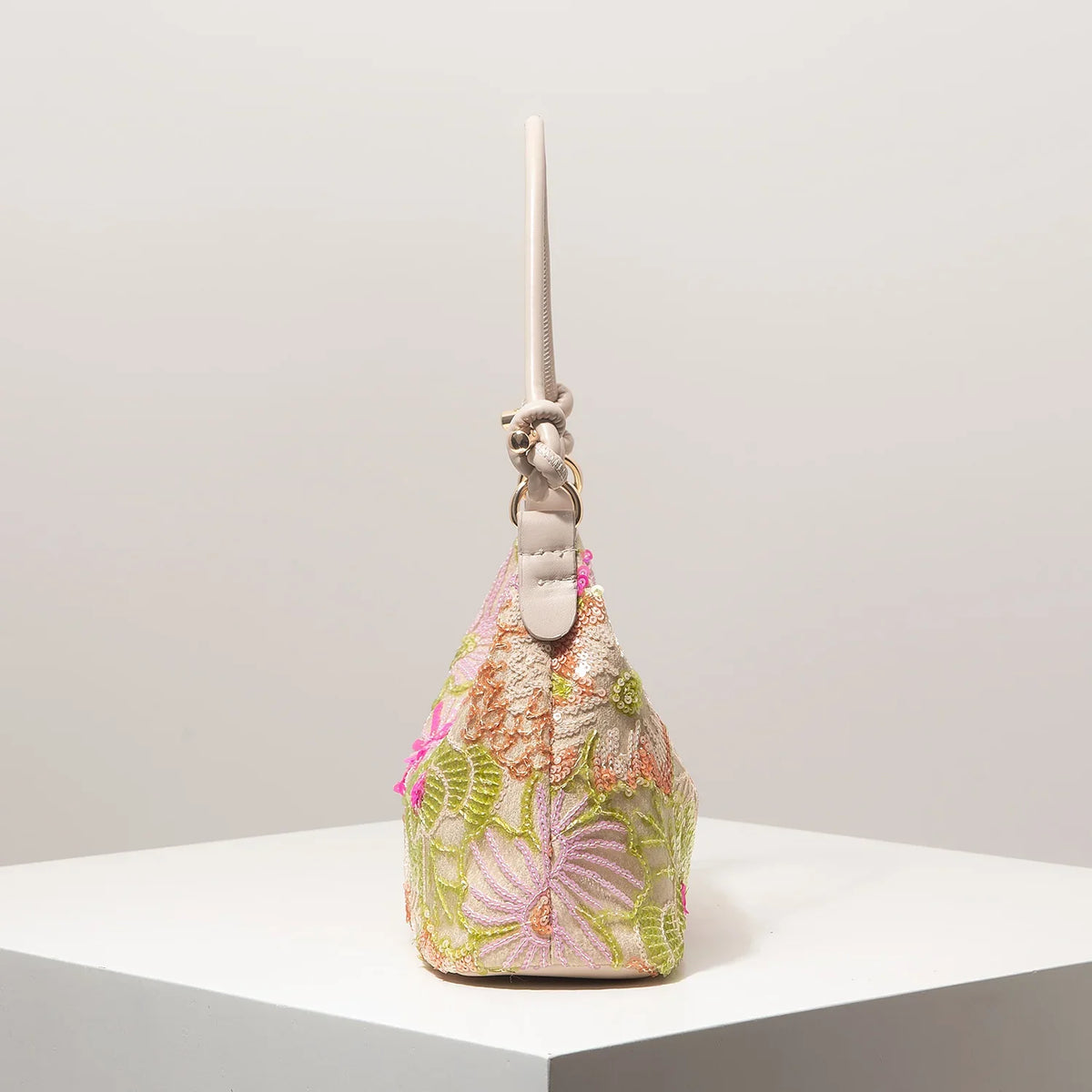 Women's Sequin Embroidered Shoulder Bag Floral Pattern For Evening Events And Weddings
