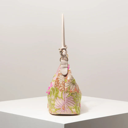 Women's Sequin Embroidered Shoulder Bag Floral Pattern For Evening Events And Weddings