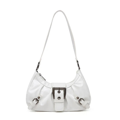 Dawndesslo Y2K Retro Pleated Hobo Shoulder Bag - Saddle-Style PU Leather for Travel and Everyday Use