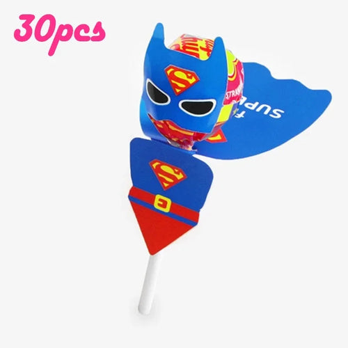 Princess Snow White Superhero Lollipop Decoration Cards for Kids Boy Girls Birthday Party Gift Cake Accessories Candy Packaging