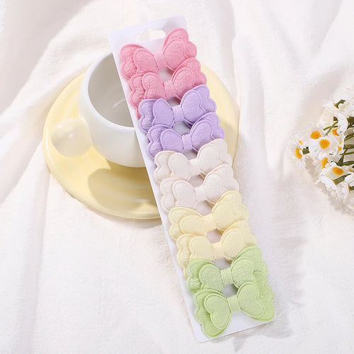 BABY BOWS 10Pcs/lot Candy Colorful Bowknot High Quality Cotton Printed Hair Clip Girls Kids Bangs Hairgripes Accessories