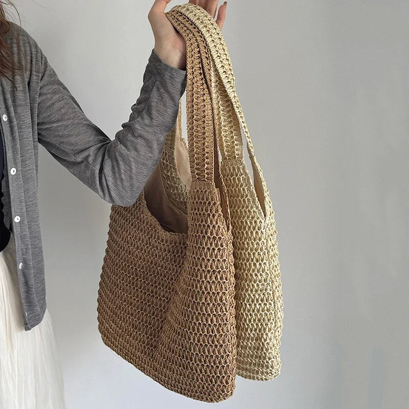 Yogodlns Rattan Women Shoulder Bag Woven Straw Tote - Large Capacity Beach Purse
