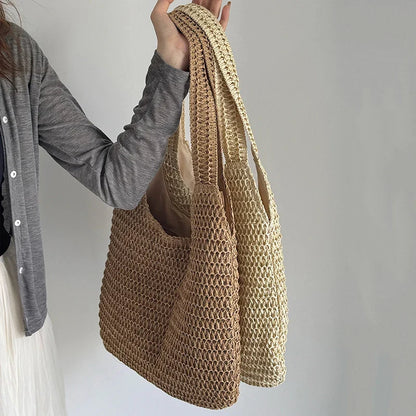 Yogodlns Rattan Women Shoulder Bag Woven Straw Tote - Large Capacity Beach Purse
