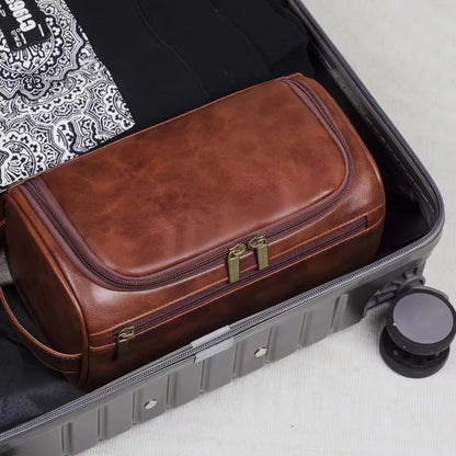 PU Leather Toiletry Bag For Men And Women Dopp Kit Hanging Travel Case Large Cosmetic Bag