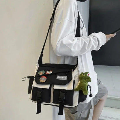 YIYUEQIANLI Harajuku Nylon Crossbody Bag For Men And Women - Durable Everyday Messenger Bag