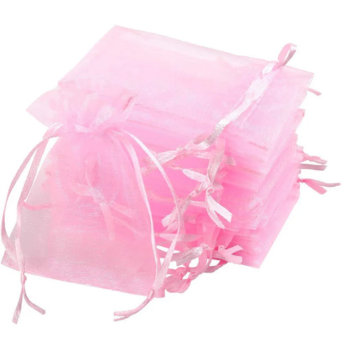 100PCS Organza Bags Random Mesh Organza Jewelry Bags Drawstring, Small Drawstring Favor Pouches Christmas Candy Wedding Birthday