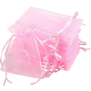 100PCS Organza Bags Random Mesh Organza Jewelry Bags Drawstring, Small Drawstring Favor Pouches Christmas Candy Wedding Birthday