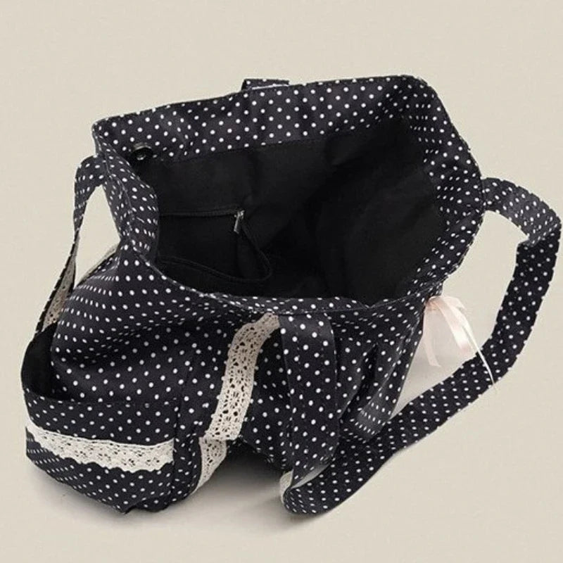 KoreaCraft Vintage Canvas Shoulder Bag With Lace - Large Capacity