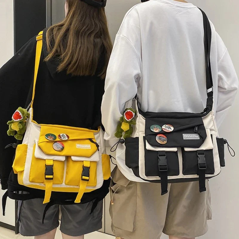 YIYUEQIANLI Harajuku Nylon Crossbody Bag For Men And Women - Durable Everyday Messenger Bag