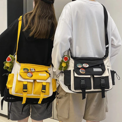 YIYUEQIANLI Harajuku Nylon Crossbody Bag For Men And Women - Durable Everyday Messenger Bag