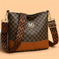 Women's Crossbody Bag With M Badge Multi Pocket Design Adjustable Shoulder Strap