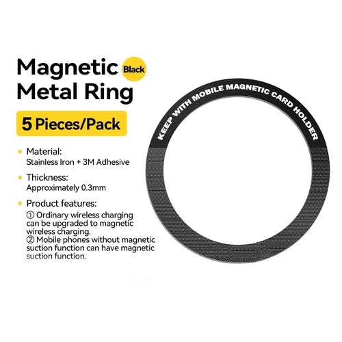 5PCS Magnetic Metal Ring for iPhone 16 15 14 13 12 Pro Max Plus for MagSafe Magnet for Samsung Xiaomi Wireless Charging Plate