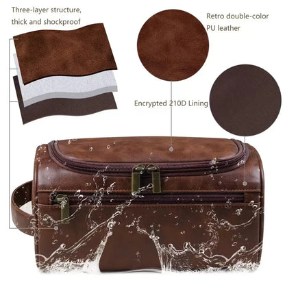 PU Leather Toiletry Bag For Men And Women Dopp Kit Hanging Travel Case Large Cosmetic Bag
