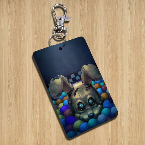 2026 A-FnafS oppression Rectangle ID Card Case Keychain Access Card Bag Key Tag Ring Leather Card Holder Key Ring Access