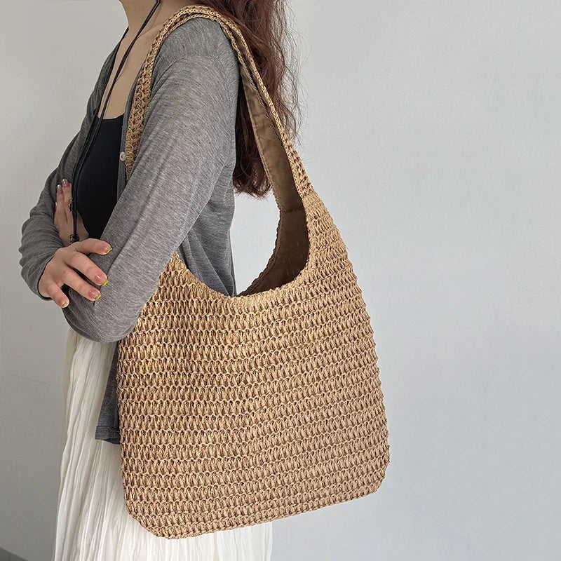 Yogodlns Rattan Women Shoulder Bag Woven Straw Tote - Large Capacity Beach Purse