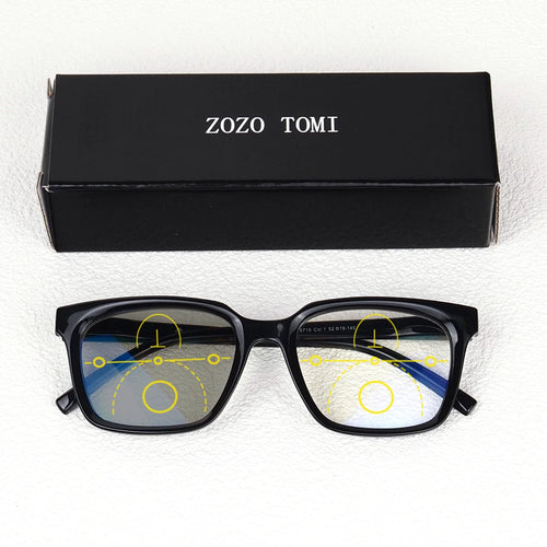 Progressive Multifocal Reading Glasses, Photochromic, Clear Vision, Square Frame, Lightweight Wear, Stylish Appearance, for Men and Women.