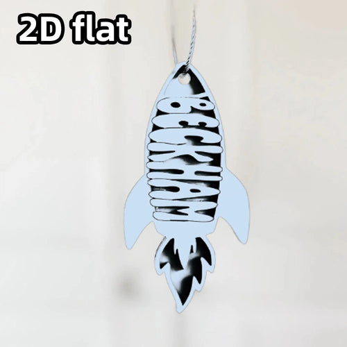 1PC Personalized Rocket Ship Backpack Tag, Custom Kids Name Tag, Space Theme Keychain for Backpack, Lunch Box or Diaper Bag