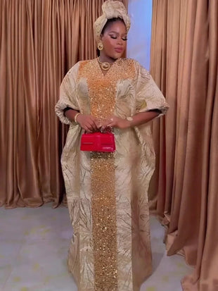Abayas For Women Dubai Luxury Sequin African Muslim Fashion Evening Party Dresses Kaftan Boubou Robe Djellaba Femme 2025