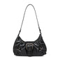 Dawndesslo Y2K Retro Pleated Hobo Shoulder Bag - Saddle-Style PU Leather for Travel and Everyday Use