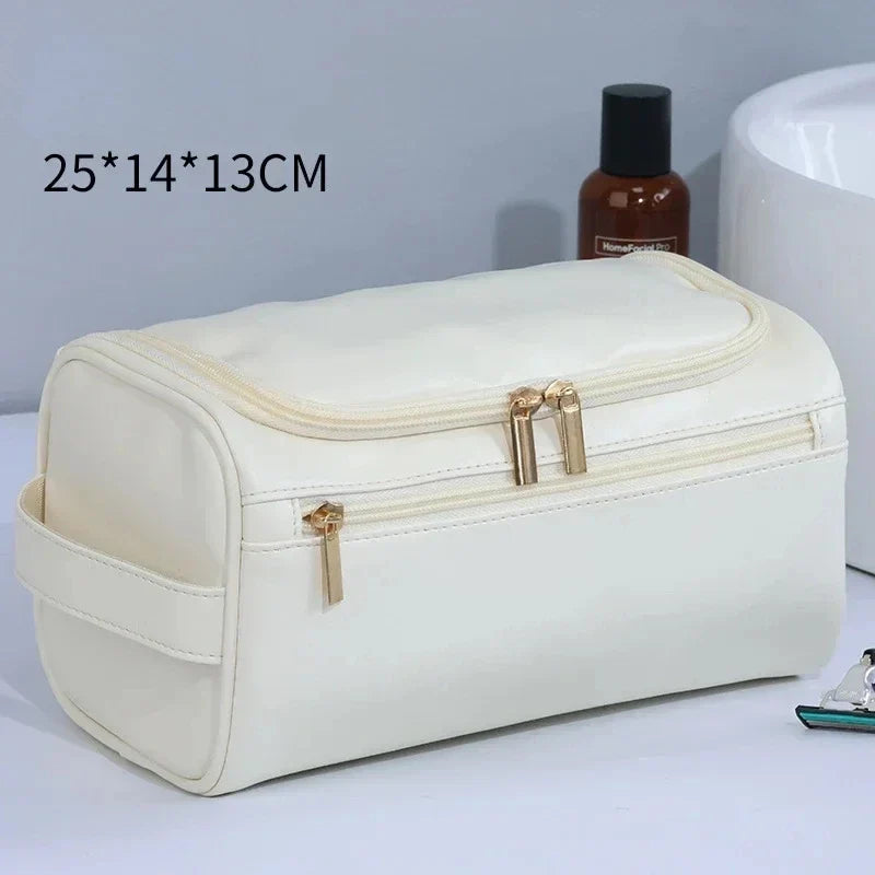 PU Leather Toiletry Bag For Men And Women Dopp Kit Hanging Travel Case Large Cosmetic Bag