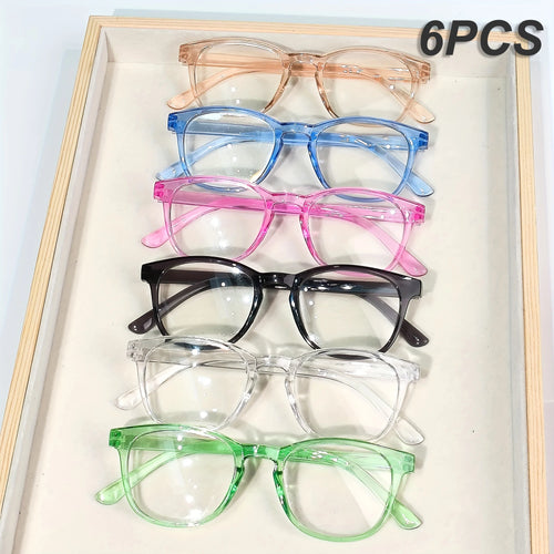 6pcs Fashion Oval Reading Glasses Colorful Chic Presbyopic Glasses For Women Men 1.0 To +4.0