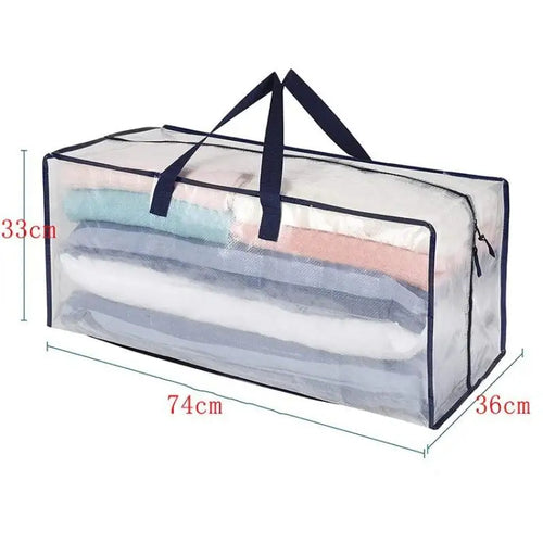 Large Capacity Quilt Storage Bag - Foldable Waterproof Organizer with Clear Panel for Easy Identification, Double Zipper Closure