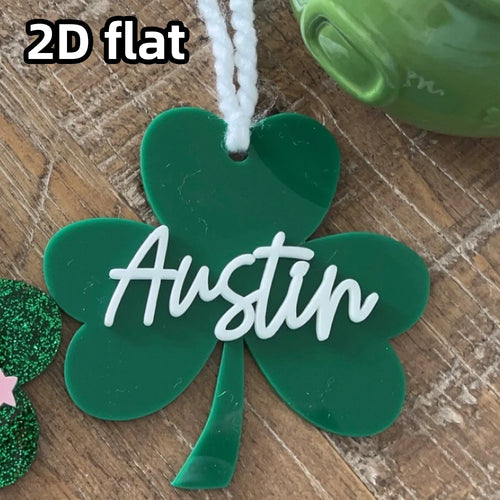 1PC Personalized Shamrock Clover Tag, St. Patrick’s Day Name Tag for Bags or Baskets, Custom Holiday Gift Tag