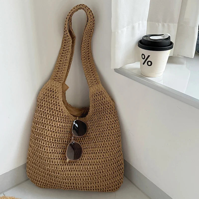 Yogodlns Rattan Women Shoulder Bag Woven Straw Tote - Large Capacity Beach Purse