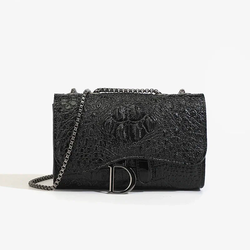 Women Sequined Chain Crossbody Bag With PU Leather - Chain Strap