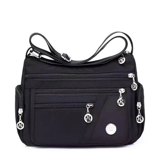 HOMEFISH Ladies' Neutral Nylon Fabric Crossbody Bag with Oxford Cloth Shoulder Strap Multi-Compartment Travel Casual Handbag