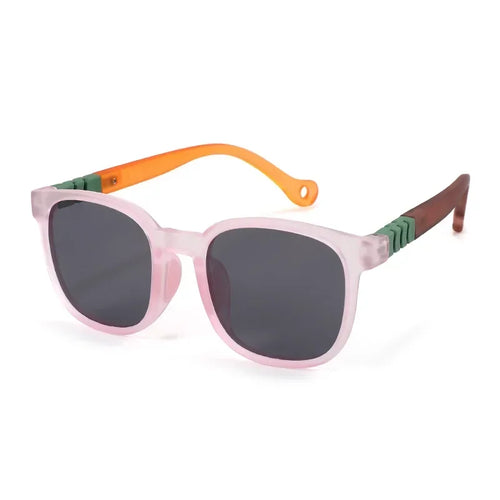 Fashion Silicone Square Sunglasses Contrasting Colours Jelly Colorful Frame Polarized Lens UV400 Boys Girls Age 3-12