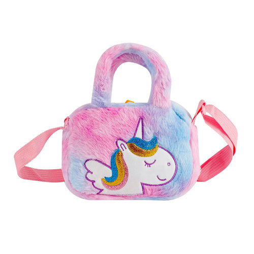 Cartoon Children'S Unicorn Plush Crossbody Bag Kindergarten Girl Cute Shoulder Bag Handbag Casual Coin Purse Birthday Gifts