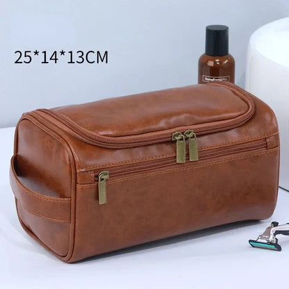 PU Leather Toiletry Bag For Men And Women Dopp Kit Hanging Travel Case Large Cosmetic Bag