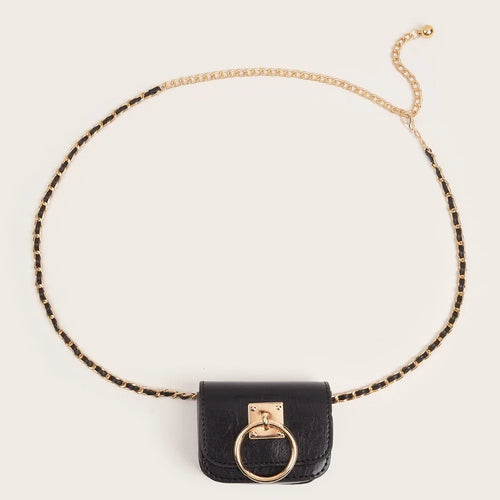 Retro Alloy Belt with Waist Pack Jeans Decor Vintage PU Leather Waistband Strap Buckle Adjustable Waist Bag Waist Accessories