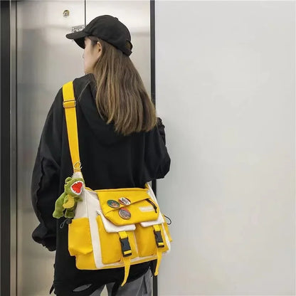 YIYUEQIANLI Harajuku Nylon Crossbody Bag For Men And Women - Durable Everyday Messenger Bag
