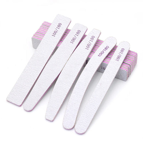 25Pcs/Bag Nail Files For Manicure Nails Accessories And Care Tools Grey Straight Curved Boat Square Diamond Square Nail Products