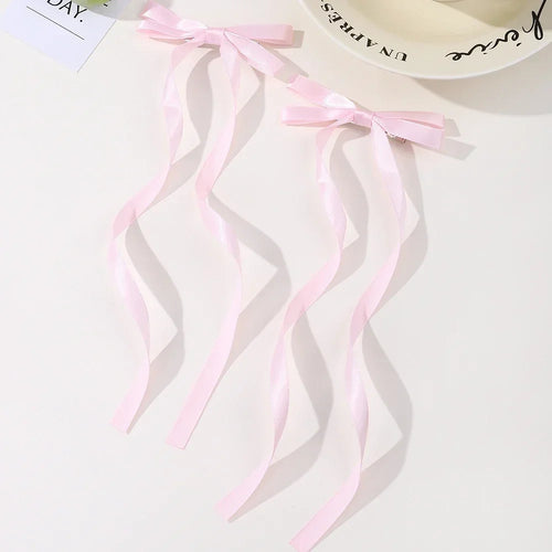2 Pcs Fabric Hair Bow Hairpin for Women Girls Ribbon Hair Clips Headwear Black White Bow Top Clip Female Hair Accessories