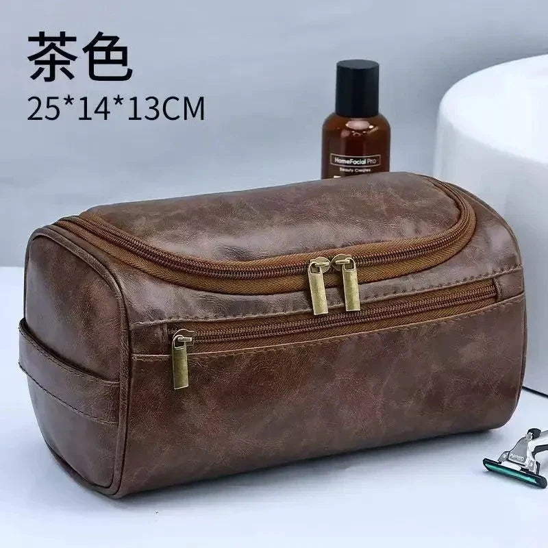 PU Leather Toiletry Bag For Men And Women Dopp Kit Hanging Travel Case Large Cosmetic Bag