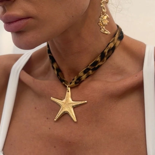 IngeSight.Z Vintage Gold Color Starfish Pendant Necklaces Women Bohemia Metal Conch Choker Necklaces Party Jewelry Accessories