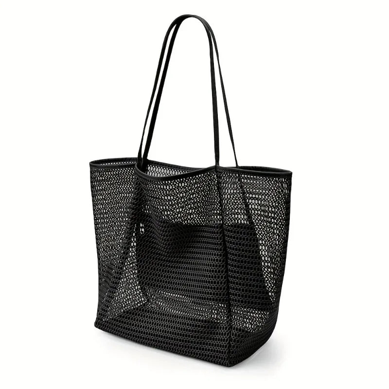 Women's Beach Tote Bag Large Capacity Durable Polyester Open Top Shoulder Bag For Travel And Shopping