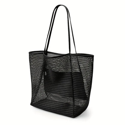 Women's Beach Tote Bag Large Capacity Durable Polyester Open Top Shoulder Bag For Travel And Shopping