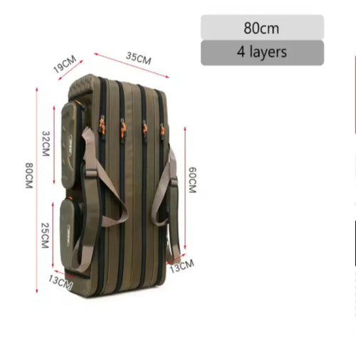 Multi-layer Fishing Beach Bag Multi-Functional Outdoor Fishing Gear Bag Large-Capacity Portable Thickened Fishing Rod Handbag