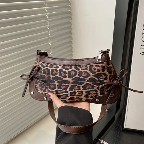 New Armpit Bag Trendy Shoulder Bag Sweet Double Bow Handbag Women's Bag Retro Simple Fashion Armpit Bags
