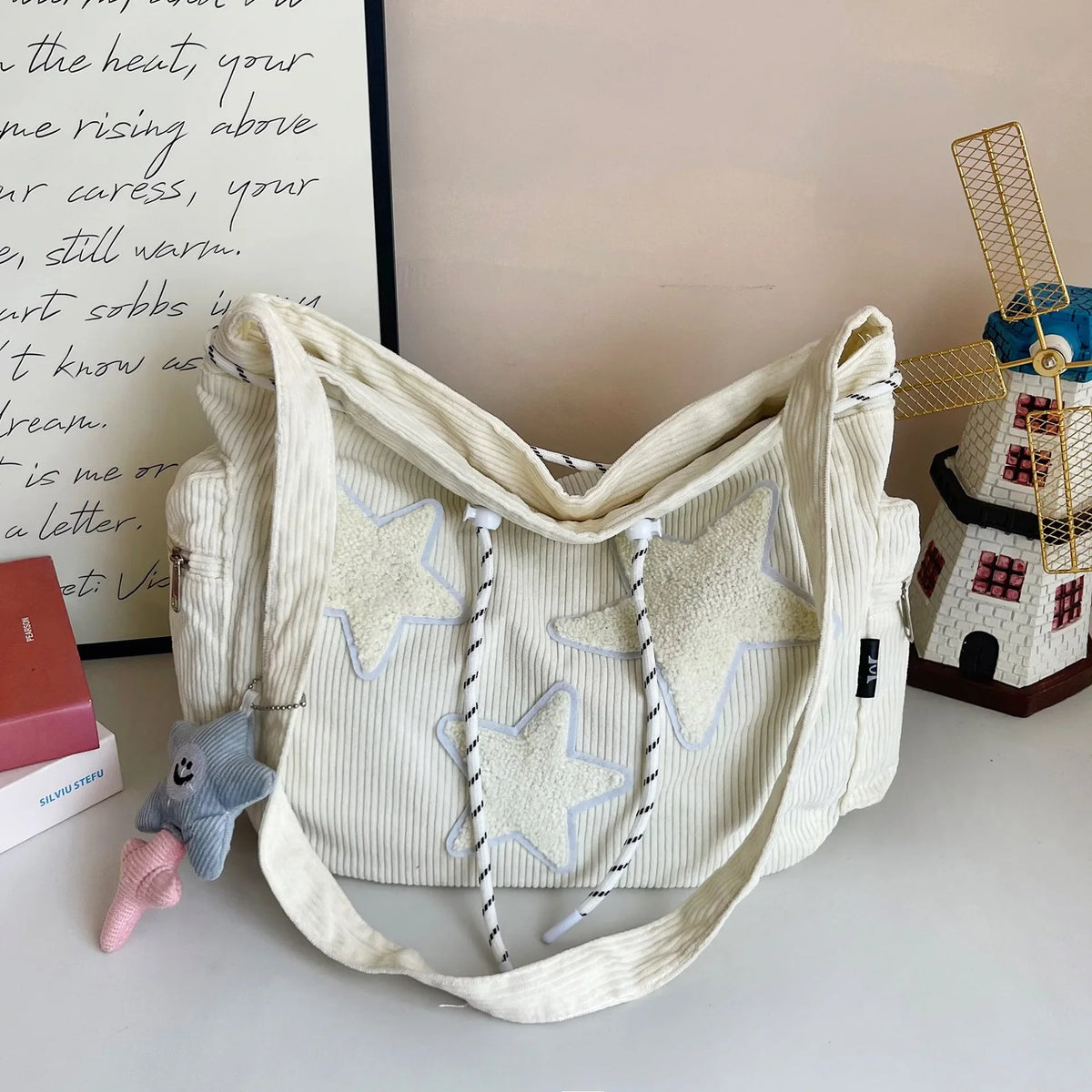 Niche Design Corduroy Satchel Bag for Women - Large Capacity Crossbody Tote for Daily Commutes