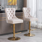 A&A Furniture,Thick Golden Swivel Velvet Barstools Adjusatble Seat Height from 27 - 35 Inch, Modern Upholstered Bar Stools with Backs Comfortable Tufted for Home Pub and Kitchen Island (Beige,Set of 2) - 7DAY'S