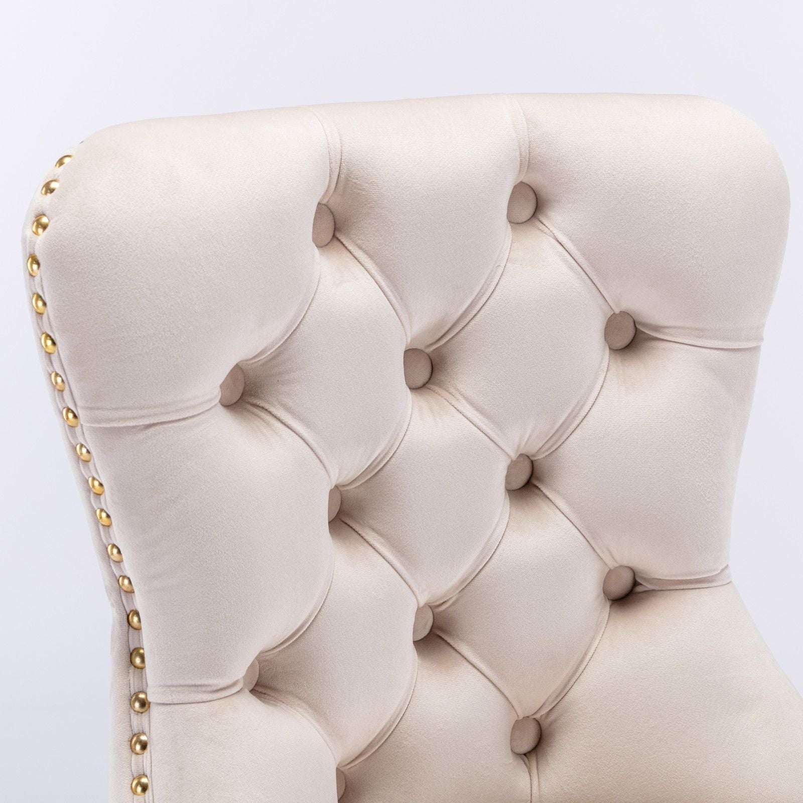 A&A Furniture,Thick Golden Swivel Velvet Barstools Adjusatble Seat Height from 27 - 35 Inch, Modern Upholstered Bar Stools with Backs Comfortable Tufted for Home Pub and Kitchen Island (Beige,Set of 2) - 7DAY'S